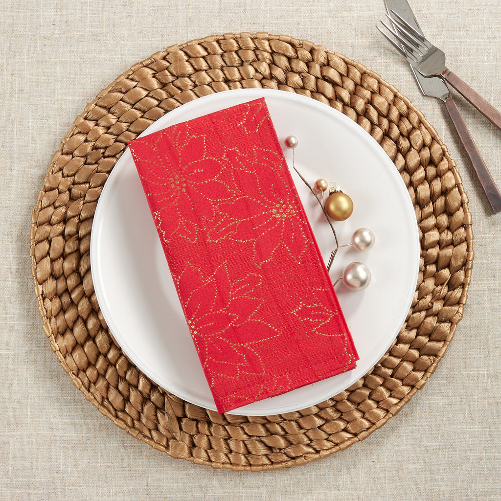 Poinsettia Design Table Napkin, Set of 12