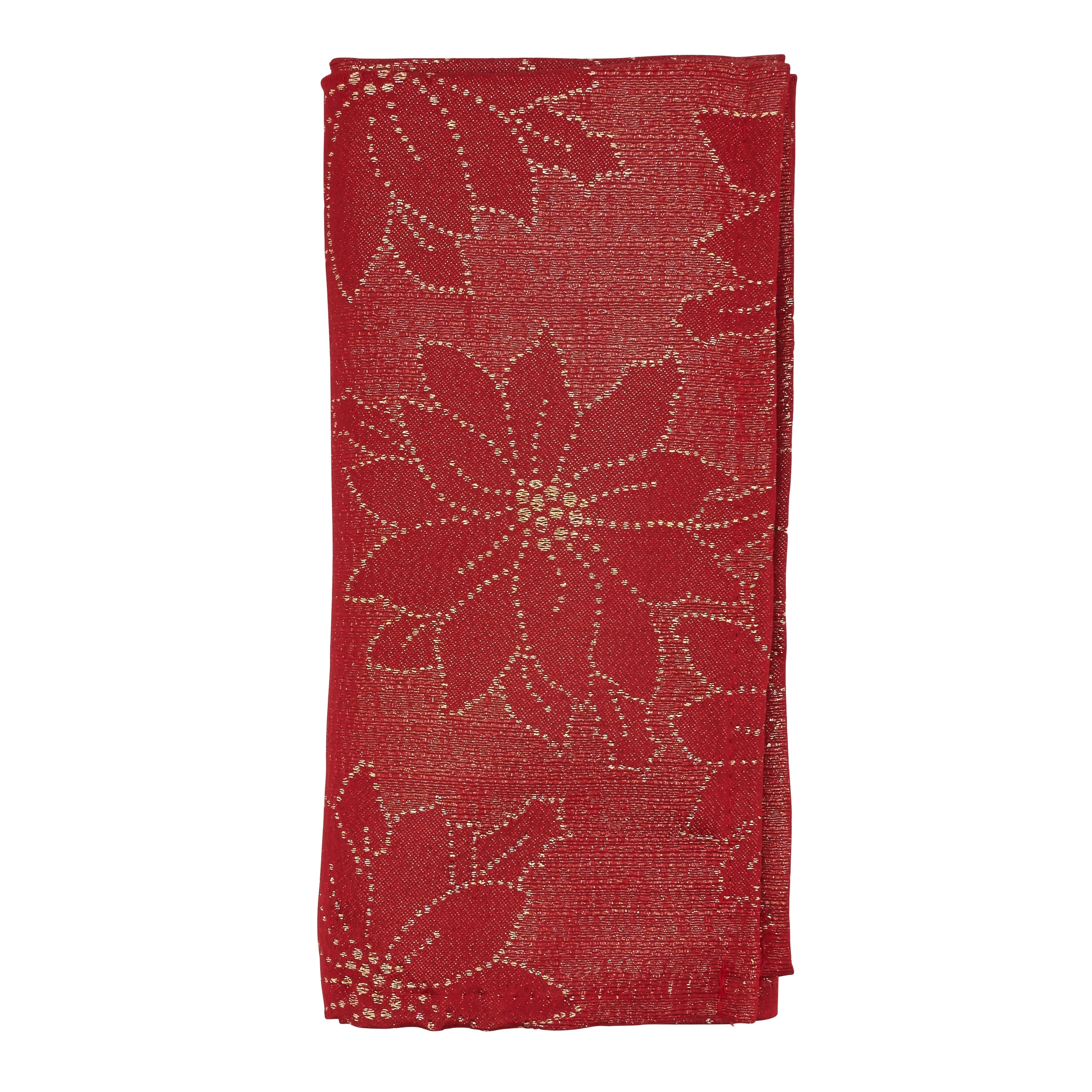 Poinsettia Design Table Napkin, Set of 12