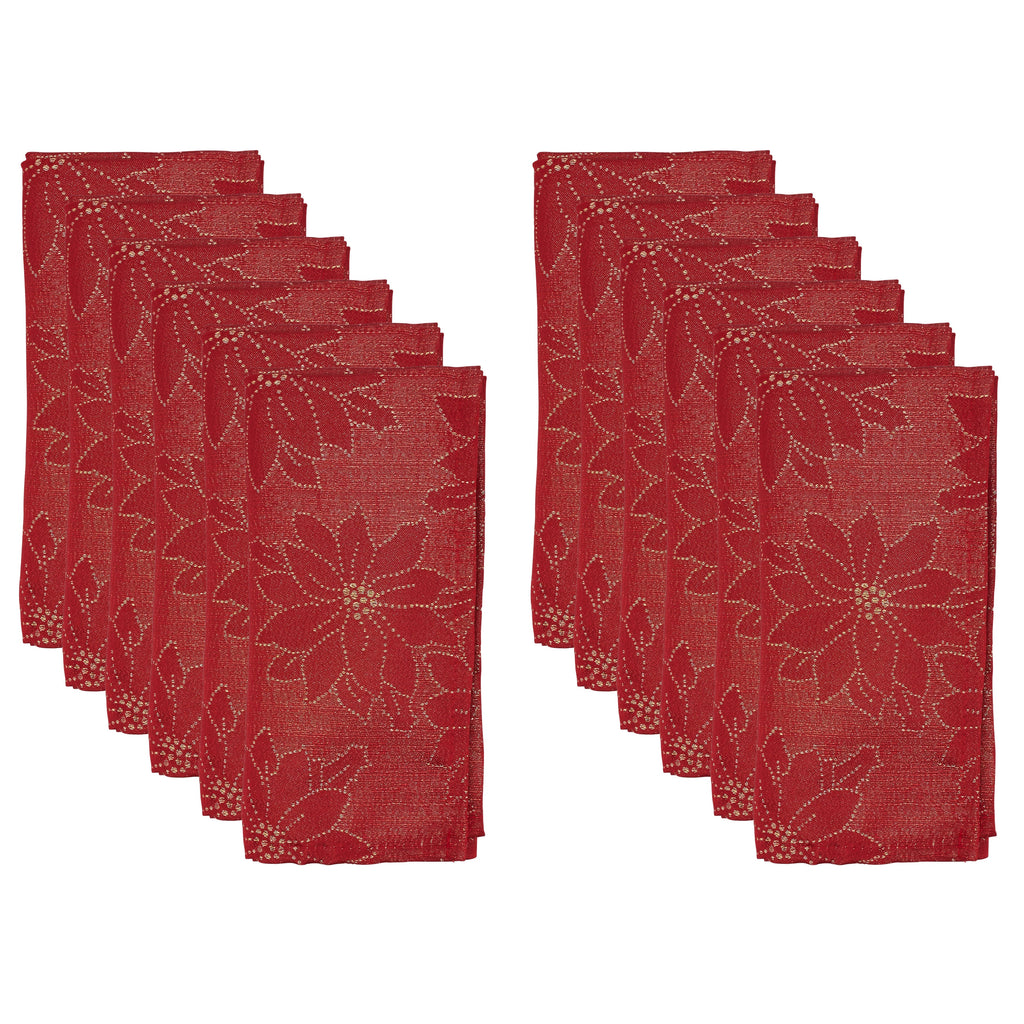 Poinsettia Design Table Napkin, Set of 12
