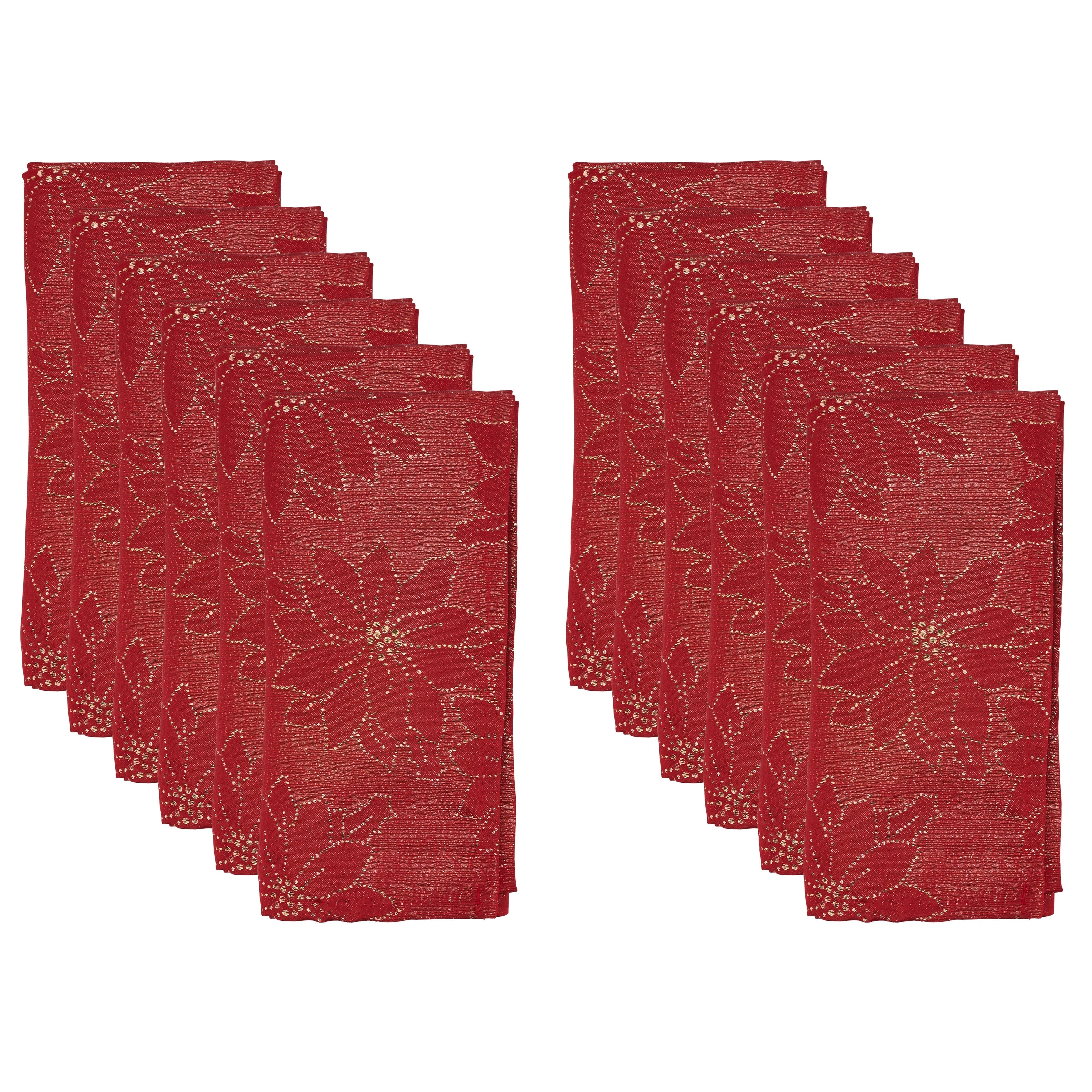 Poinsettia Design Table Napkin, Set of 12