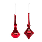 Modern Red Finial Drop Ornament, Set of 6