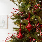 Modern Red Finial Drop Ornament, Set of 6
