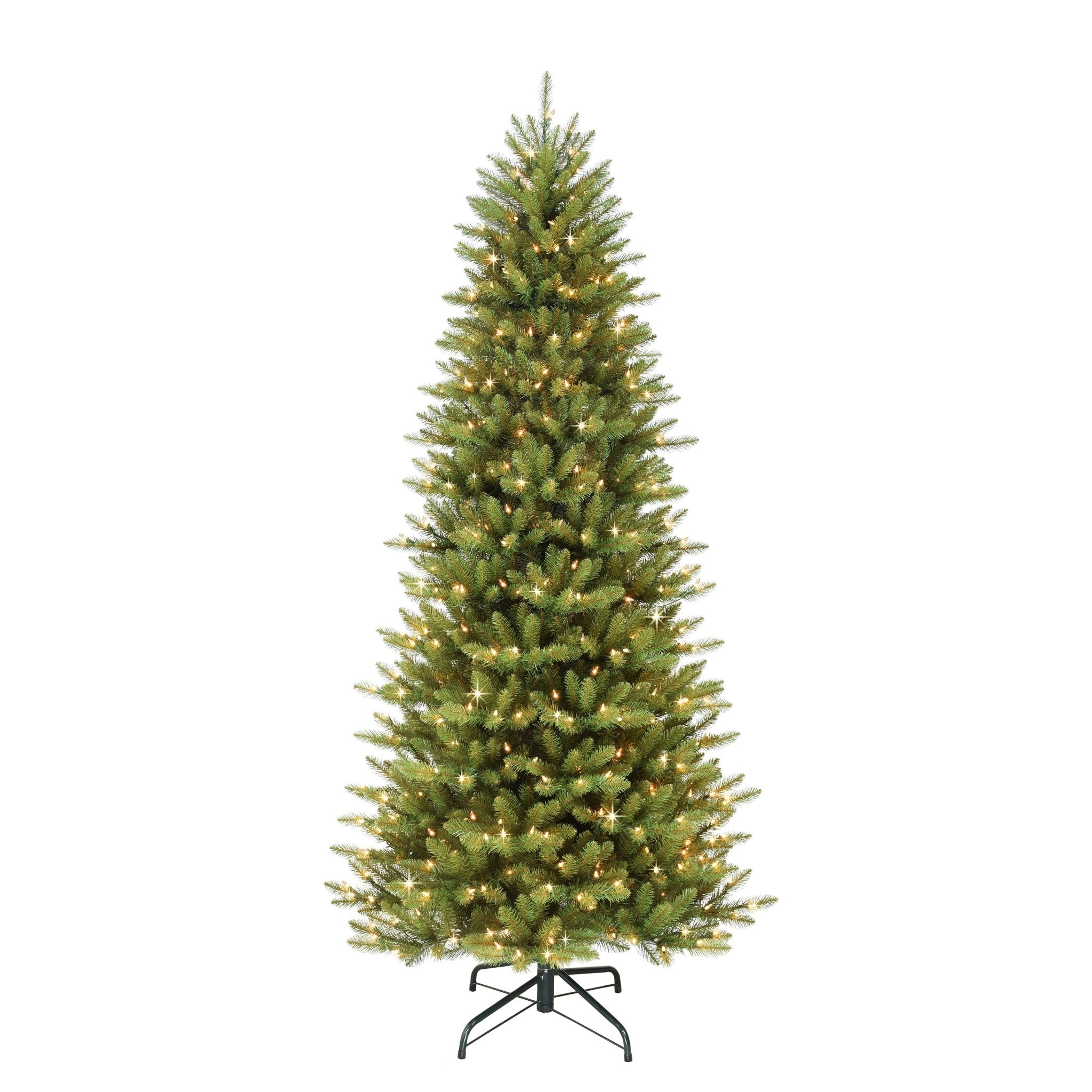 9 ft Pre-Lit Slim Fraser Fir Artificial Christmas Tree with 800 UL Clear Lights On/Off Foot Pedal Metal Stand