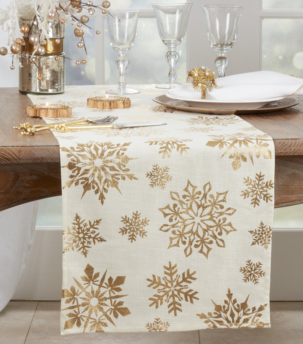 Foil Print Snowflake Table Runner