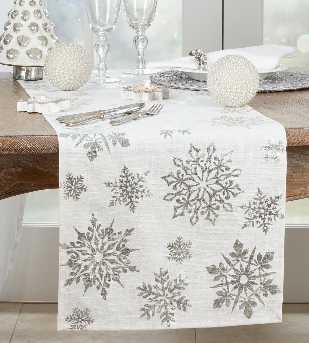 Foil Print Snowflake Table Runner