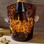 Tortoise Print Ice Bucket - Glass