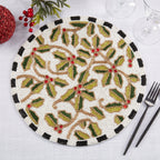 Festive Holly Leaves Beaded Placemat, Set of 4