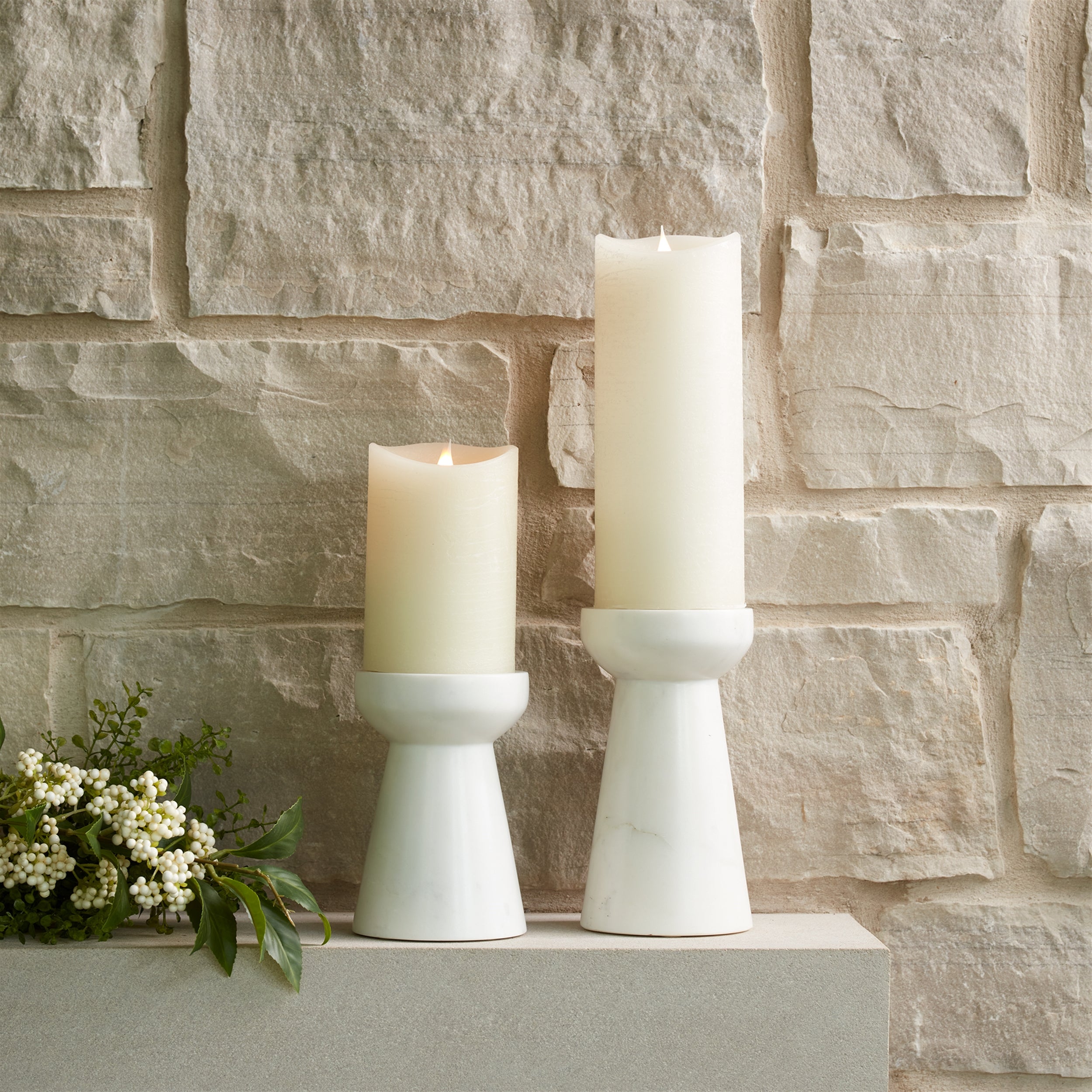 Modern Marble Candle Holder, Set of 2