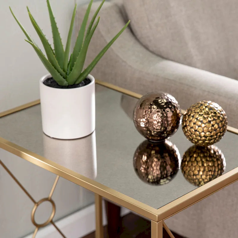 SEI Furniture Lanfranco Transitional Gold Metal Side Table