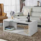Kobe Modern Faux Marble Veneer Coffee Table with Shelf by Furniture of America