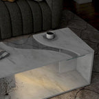 Kobe Modern Faux Marble Veneer Coffee Table with Shelf by Furniture of America