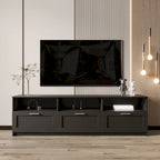 Black Modern Minimalist TV Stand Storage Cabinet 3 Drawers For 80 inch - 16.14 x 70.87 x 20.87