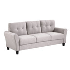 Grey Linen Upholstered Couch Sofa - 30.00 x 79.90 x 34.50