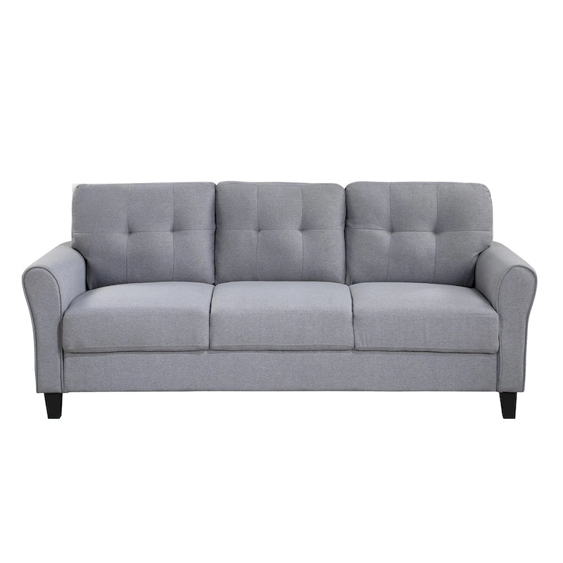 Grey Linen Upholstered Couch Sofa - 30.00 x 79.90 x 34.50