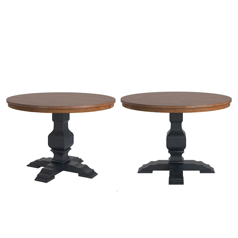 Ronda Two-Tone Round Solid Wood Top Dining Table