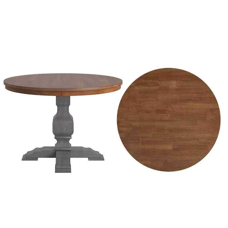 Ronda Two-Tone Round Solid Wood Top Dining Table