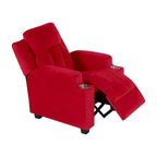 Deluxe Kids Recliner Chair with Footrest Headrest and 2 Cup Holders Microfiber Kids Recliner for Age 3+ Years