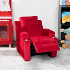 Deluxe Kids Recliner Chair with Footrest Headrest and 2 Cup Holders Microfiber Kids Recliner for Age 3+ Years