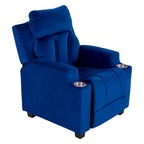 Deluxe Kids Recliner Chair with Footrest Headrest and 2 Cup Holders Microfiber Kids Recliner for Age 3+ Years