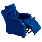 Deluxe Kids Recliner Chair with Footrest Headrest and 2 Cup Holders Microfiber Kids Recliner for Age 3+ Years