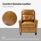 Gaspar Mid-Century Modern Genuine Leather Pushback Recliner with Wood legs Set of 2 by HULALA HOME