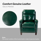 Gaspar Mid-Century Modern Genuine Leather Pushback Recliner with Wood legs Set of 2 by HULALA HOME