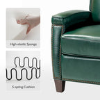 Gaspar Mid-Century Modern Genuine Leather Pushback Recliner with Wood legs Set of 2 by HULALA HOME