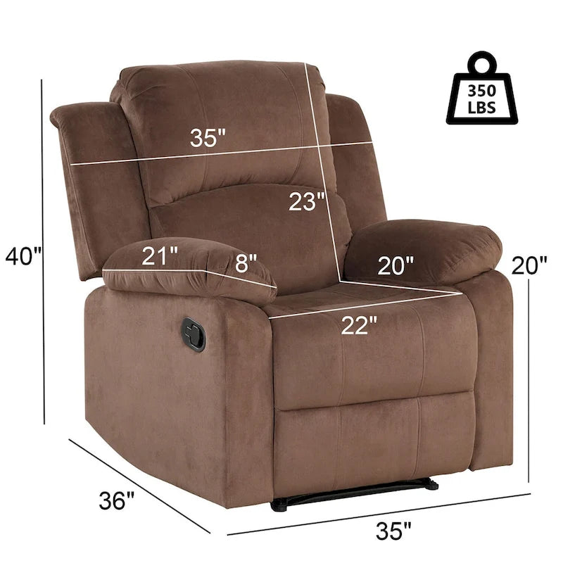Ebello Breathable Skin Friendly Fabric Soft Padded Manual Recliner Chair