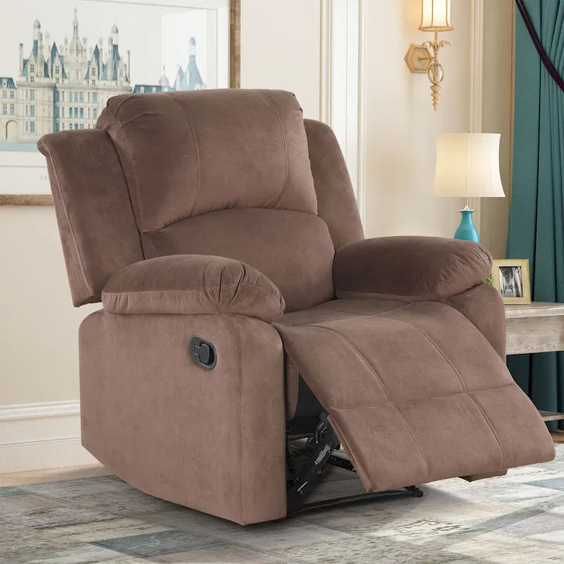 Ebello Breathable Skin Friendly Fabric Soft Padded Manual Recliner Chair