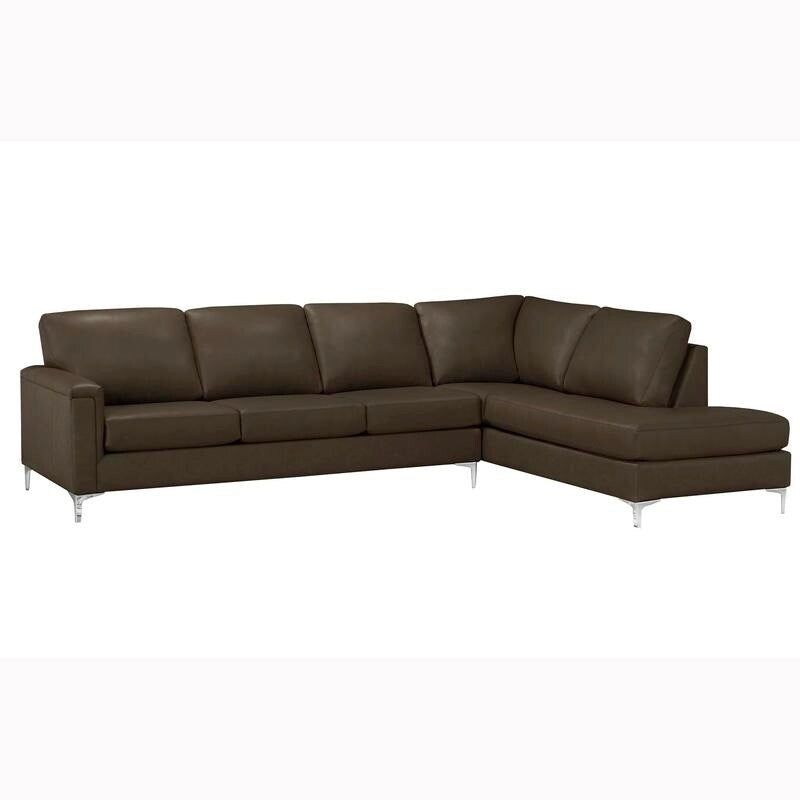 Malibu L-shaped Top-grain Leather Sectional Sofa - 122.5 x 85 x 36.5 x 35