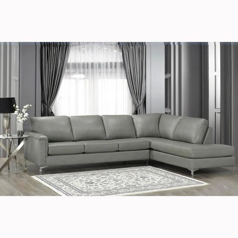 Malibu L-shaped Top-grain Leather Sectional Sofa - 122.5 x 85 x 36.5 x 35