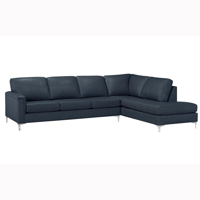 Malibu L-shaped Top-grain Leather Sectional Sofa - 122.5 x 85 x 36.5 x 35