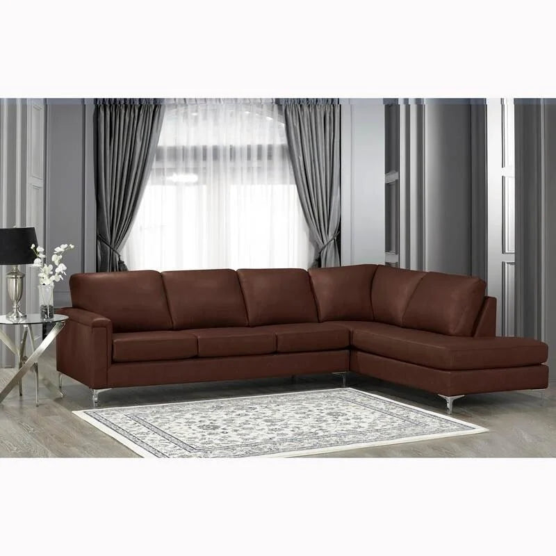 Malibu L-shaped Top-grain Leather Sectional Sofa - 122.5 x 85 x 36.5 x 35