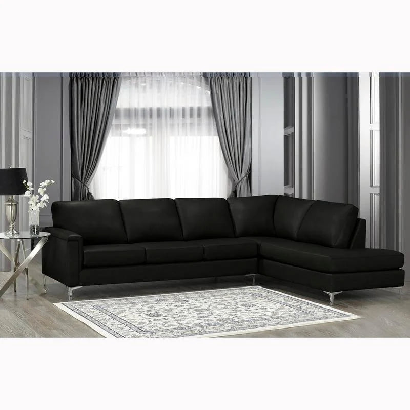 Malibu L-shaped Top-grain Leather Sectional Sofa - 122.5 x 85 x 36.5 x 35