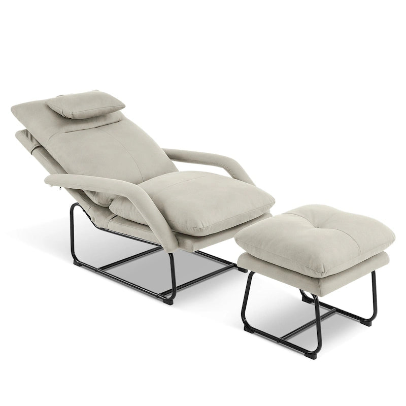 MCombo Accent Recliner with Ottoman, Armchairs with Adjustable Backrest for Living Room Bedroom, Leathaire Fabric 4233