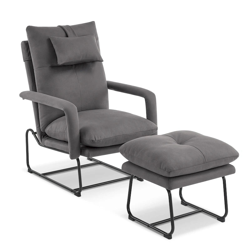 MCombo Accent Recliner with Ottoman, Armchairs with Adjustable Backrest for Living Room Bedroom, Leathaire Fabric 4233