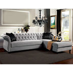 Gito Transitional Velvet Upholstered Tufted Back Sectional by Furniture of America
