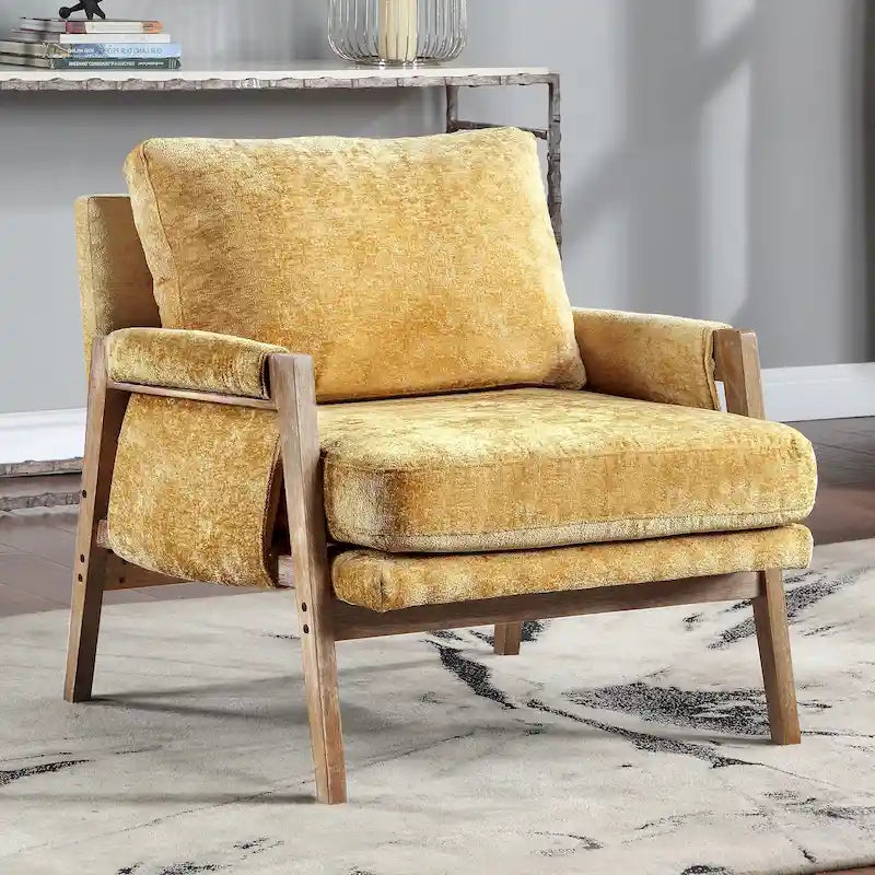 Mid-Century Modern 30 W Chenille Upholstered Accent Leisure Armchair