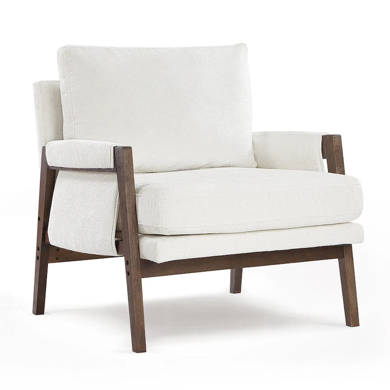 Mid-Century Modern 30 W Chenille Upholstered Accent Leisure Armchair