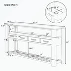 Console Table with 4 Drawers and 2 Shelves