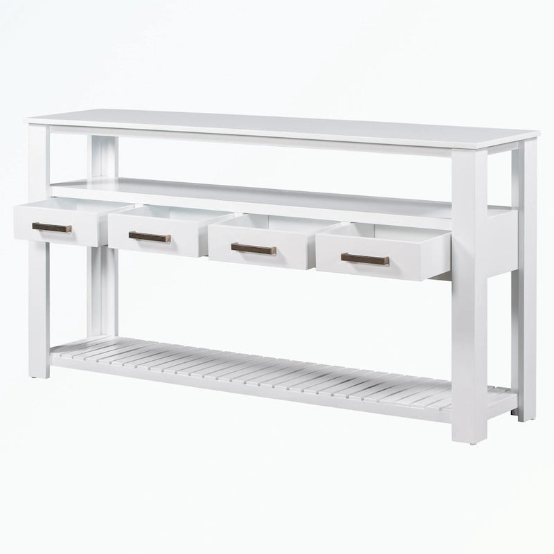 Console Table with 4 Drawers and 2 Shelves