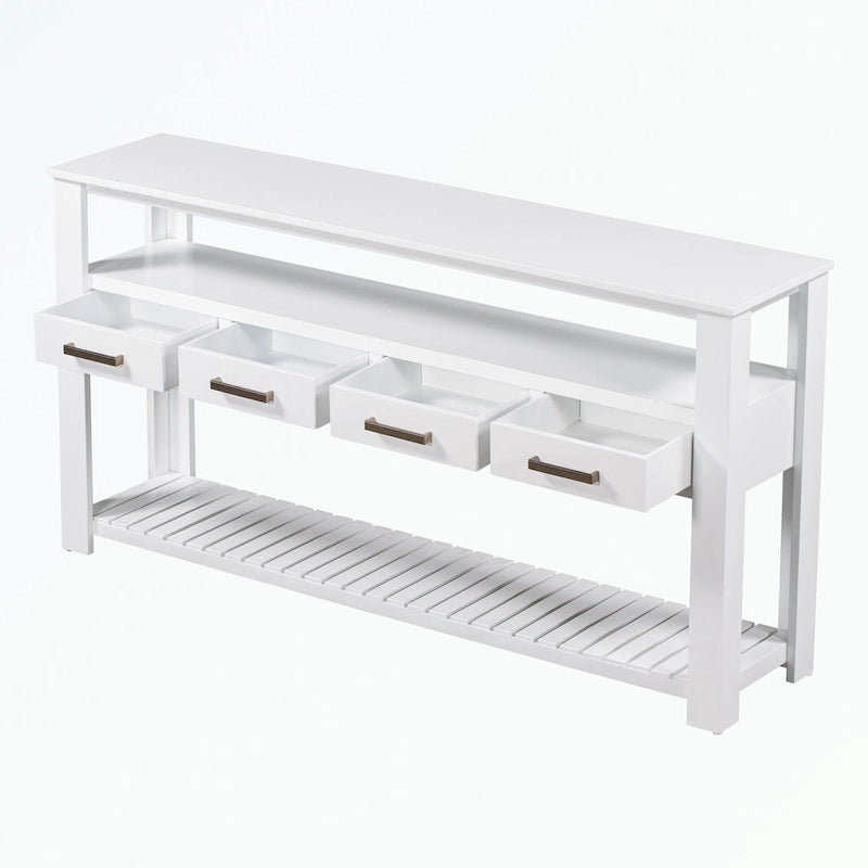 Console Table with 4 Drawers and 2 Shelves