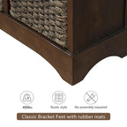 Storage Cabinet with Two Drawers and Four Classic Rattan Basket
