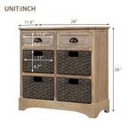 Storage Cabinet with Two Drawers and Four Classic Rattan Basket