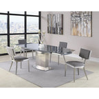 Somette Maya Dining Table with Glass Top - Grey/Silver