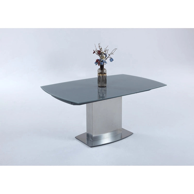 Somette Maya Dining Table with Glass Top - Grey/Silver