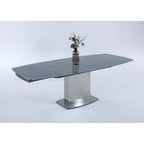 Somette Maya Dining Table with Glass Top - Grey/Silver