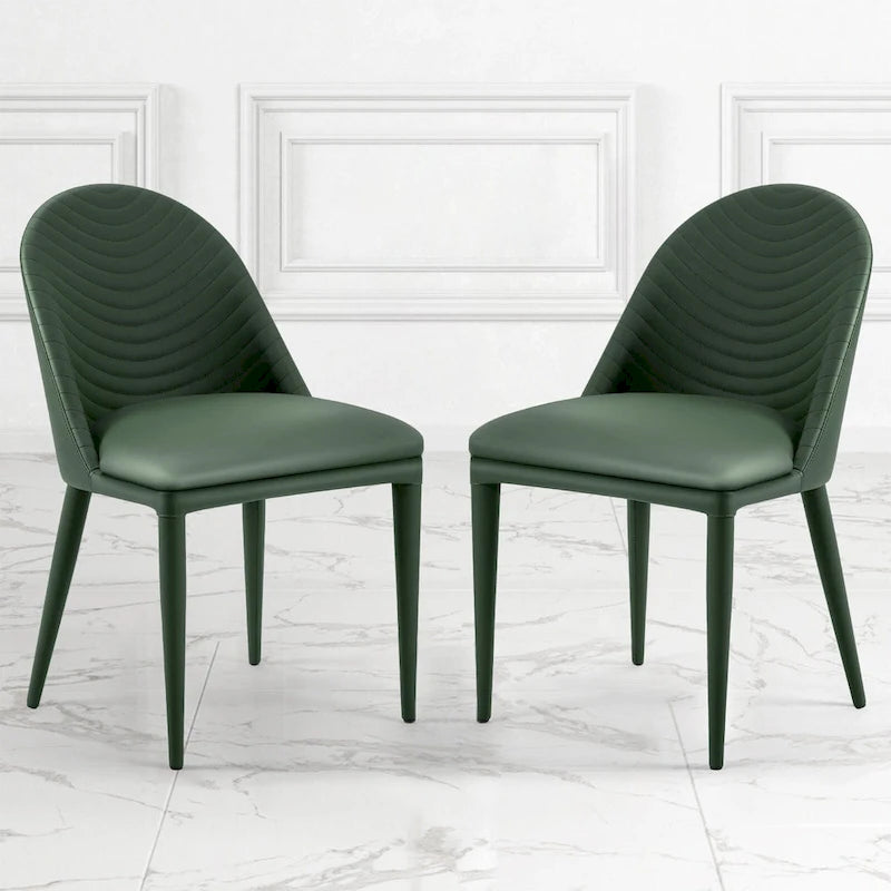 Fully Assembled Microfiber Leather Upholstered Dining Chairs, Set of 2 - 22.44D x 18.5W x 32.28H