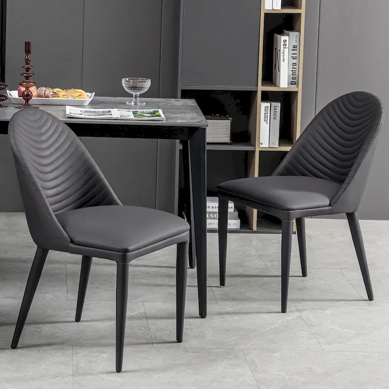 Fully Assembled Microfiber Leather Upholstered Dining Chairs, Set of 2 - 22.44D x 18.5W x 32.28H
