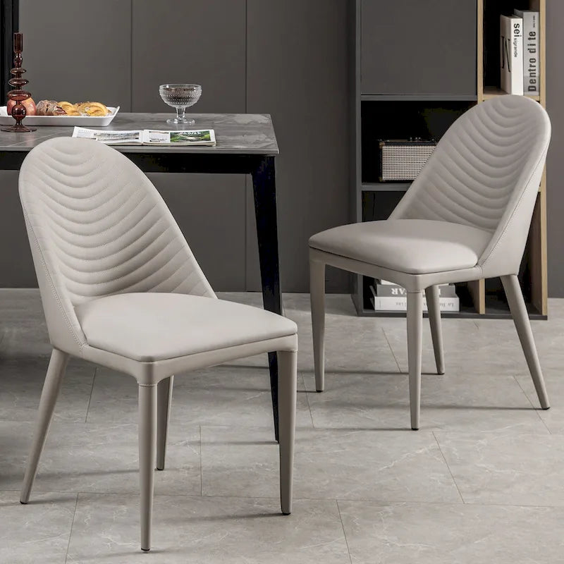 Fully Assembled Microfiber Leather Upholstered Dining Chairs, Set of 2 - 22.44D x 18.5W x 32.28H